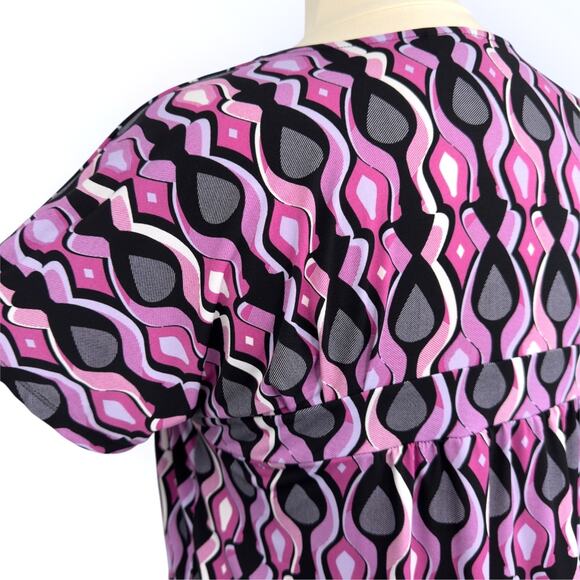 Lane Bryant Top Womens 18/20 Artsy Abstract Print Colorful Pleated Banded Hem - Picture 5 of 8